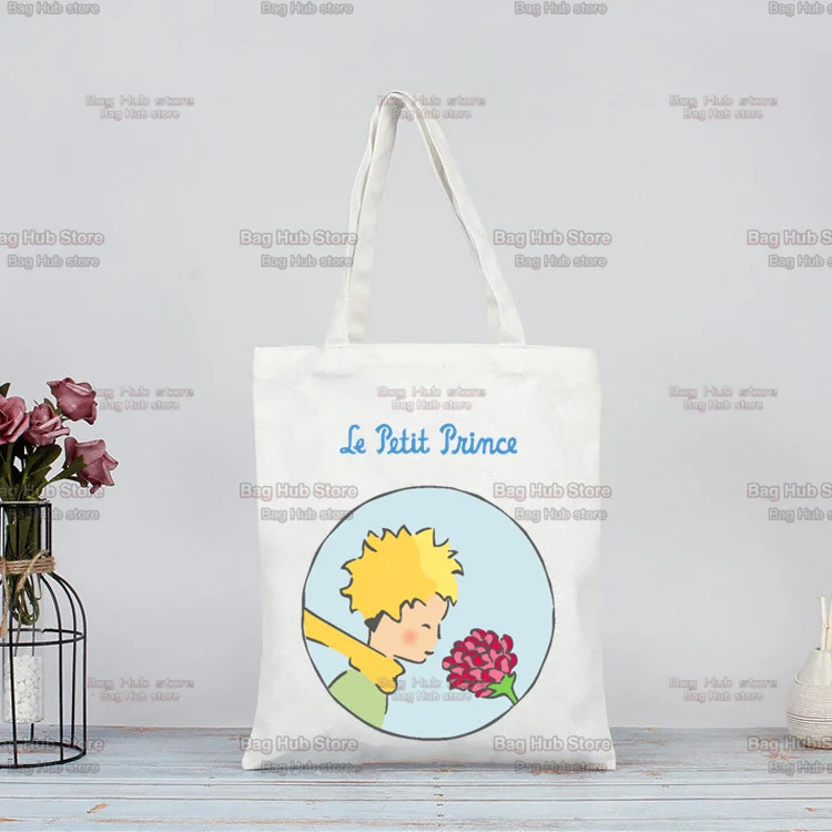 Little Prince Graphic Earth Space Harajuku Kawaii Shopping Bag Tote Handbag Eco Shopper Recycle Reusable Custom |