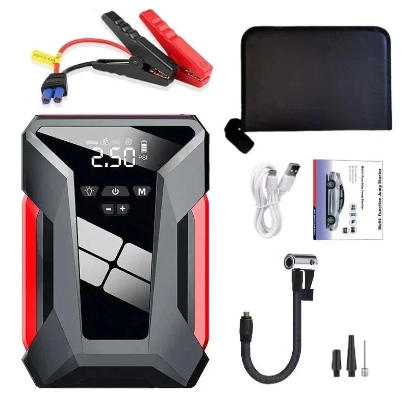 Car Jump Starter Jump Starter Portable 2000A Car Jump Starter Air Pump Power Bank Lighting Auto Emergency Booster Starting Device Air Compressor Tyre Inflator