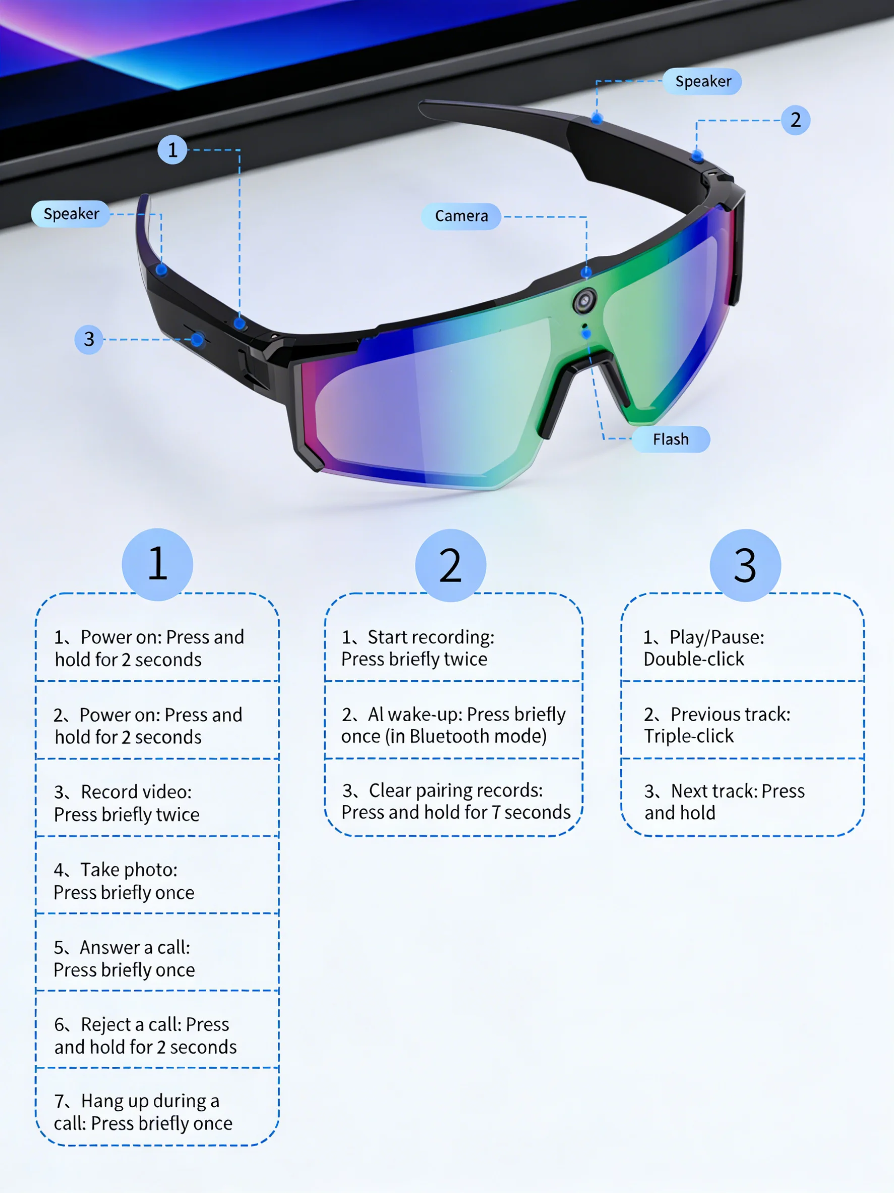 Smart Sunglasses With Hd Video Camera And Ai Dialogue Translation_voghion.com