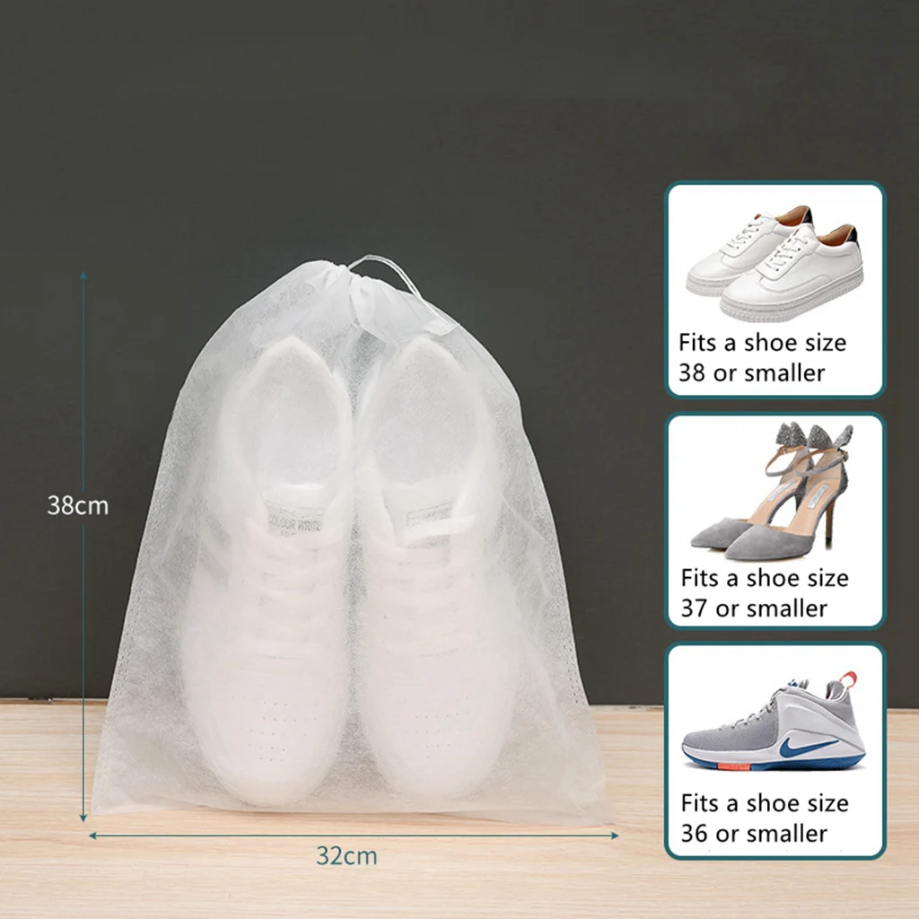 10 Stück/Set Schuh-Staubschutzhüllen, Vliesstoff, staubdicht, mit Kordelzug, transparente Aufbewahrungsbeutel, Reisebeutel, Schuhbeutel, zum Trocknen und Schützen von Schuhen – Detail 2