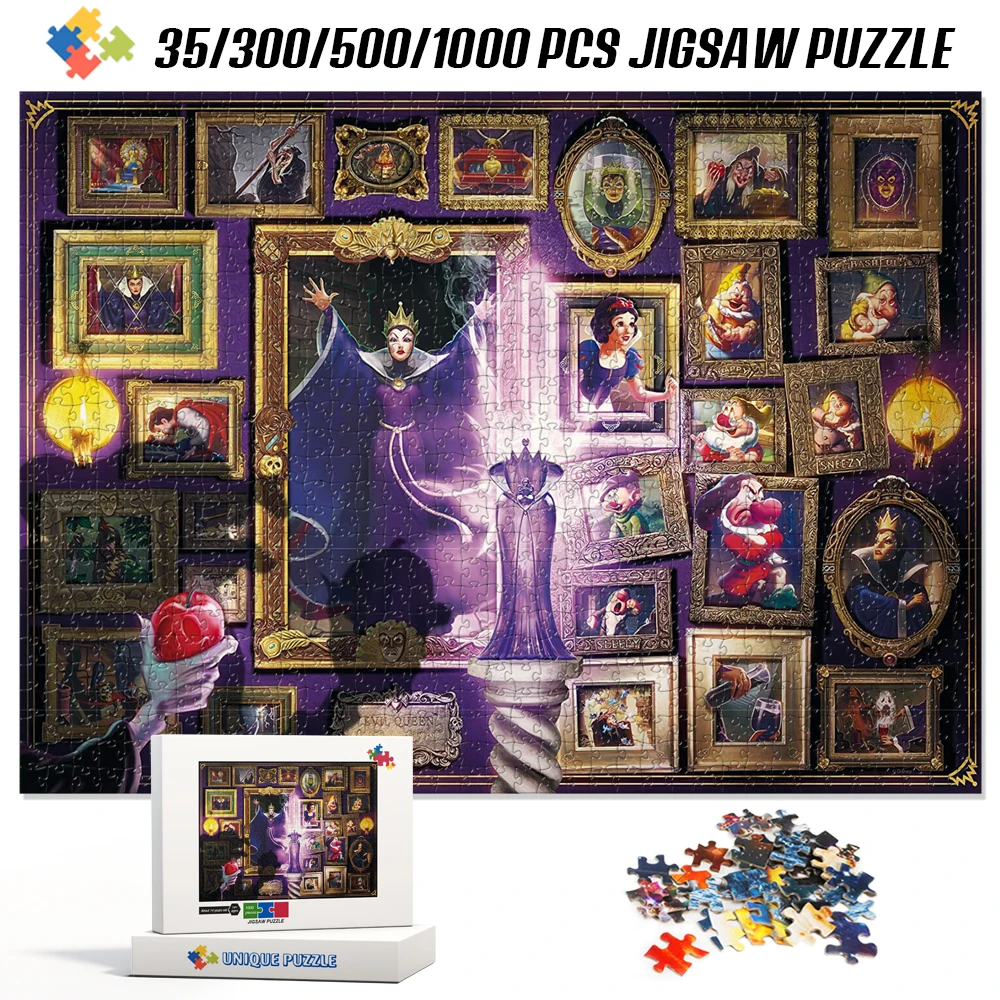 Snow White Stepmother 1000 Pieces Wooden/cardboard Jigsaw Puzzles Disney Villains Cartoon Tangram Game for Kids Children Toys