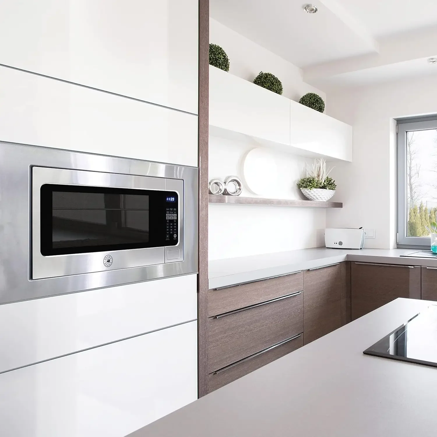 Microwave Oven Built-In 1200-Watts with 10 Power Levels Pre-Set Cooking Settings and Express Cook, Sensor and Speed Cooking and 2