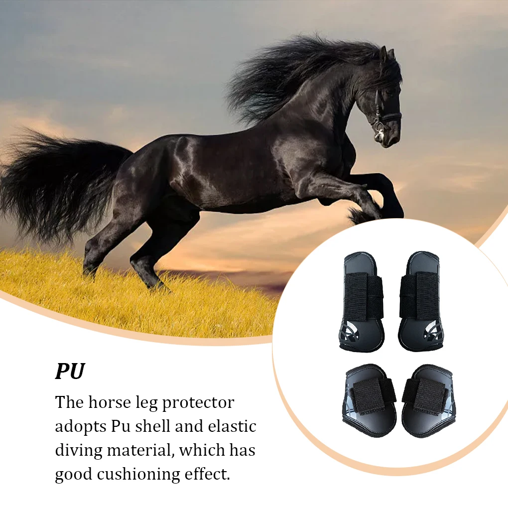 2 Pairs Equestrian Supplies Horse Shin Guards Protective Gear Good Elasticity Legging Tightness Adjustable Protective Gear 3