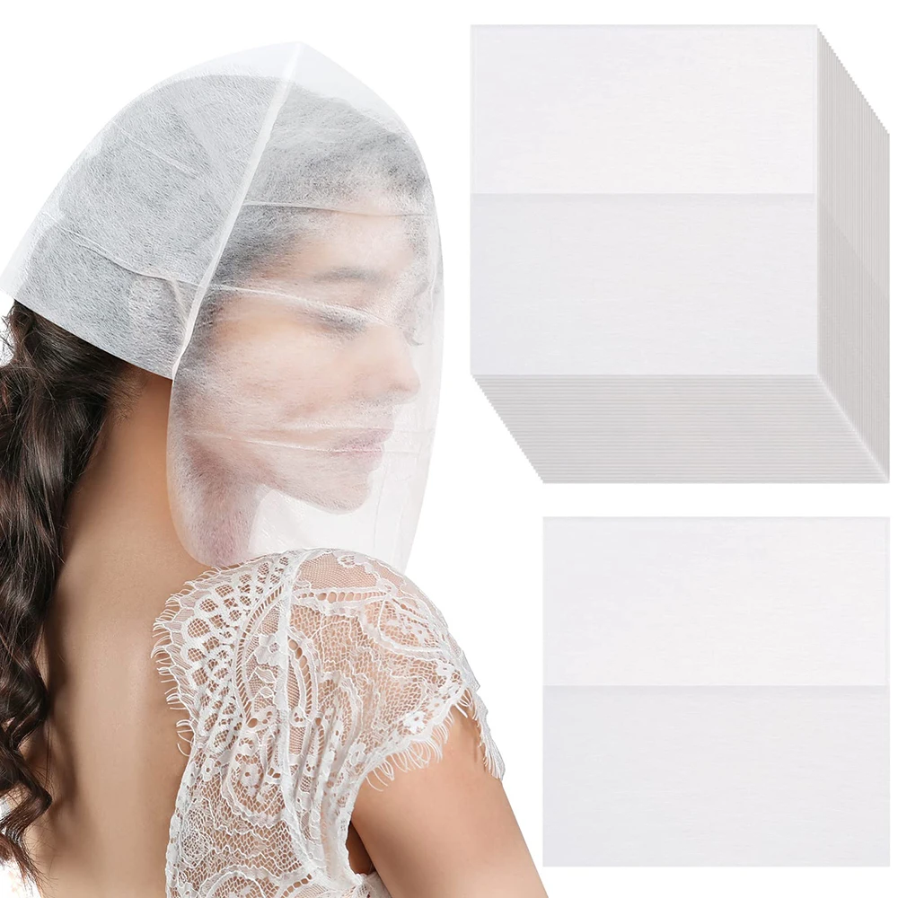 Face Makeup Protector Hood Disposable Cosmetic Mask Makeup and Clothing Protector Non-Woven Dress Face Cover 50/100 Pieces face makeup protector