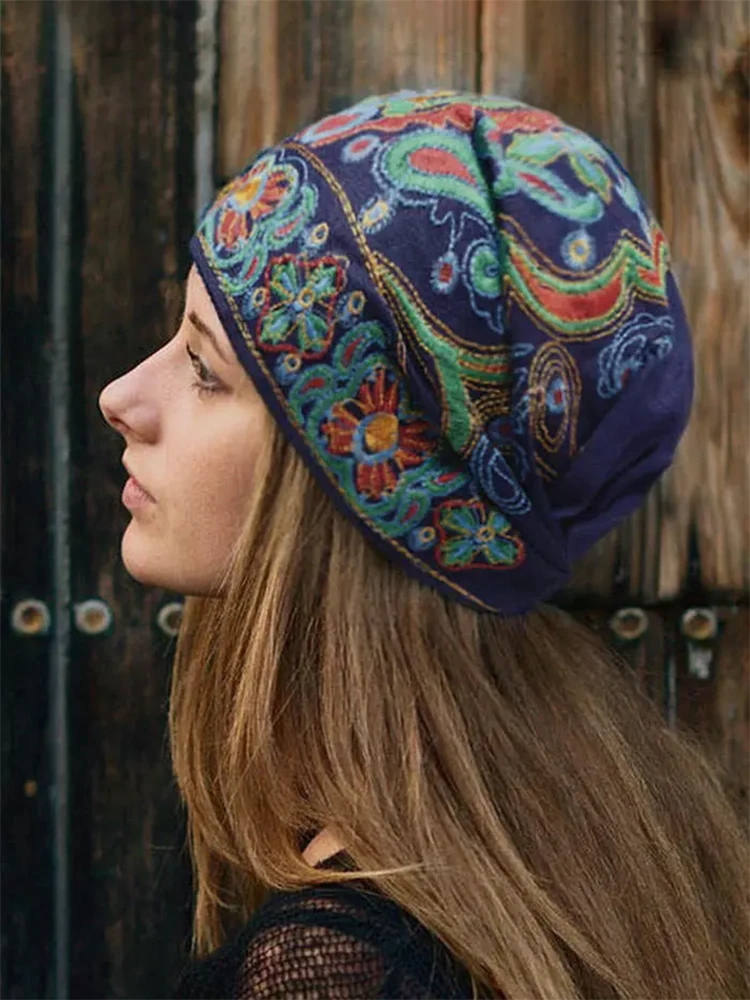 3 Color Vintage Embroidered Floral Hollow Out Hat Vintage Embroidery Flowers Travel Bandanas Print Hat beret on men