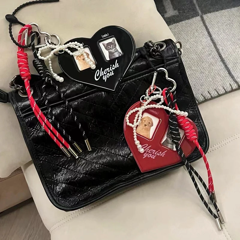 Love Card Holder Braided Rope Bag Pendant Red And Black Nylon Rope Car Keychain Cute Dog Bag Pendant Ornaments