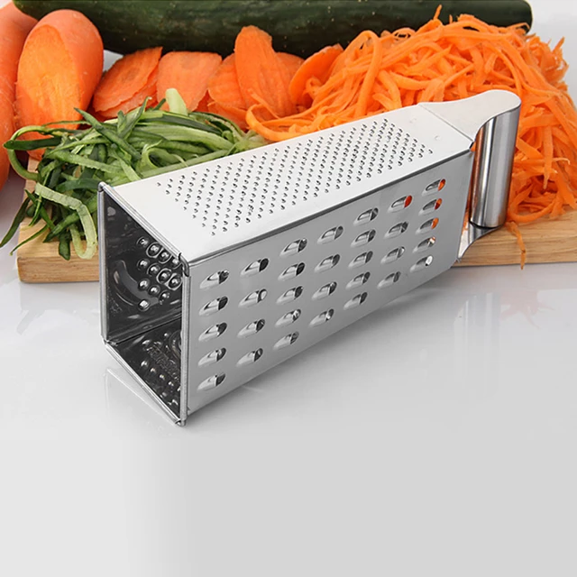 1pc, Box Grater, Stainless Steel Box Grater, Cheese Grater, Potato Slicer,  Household Cheese Grater, Food Shredder, Vegetable Grater, Ginger Grinder,  Kitchen Tools