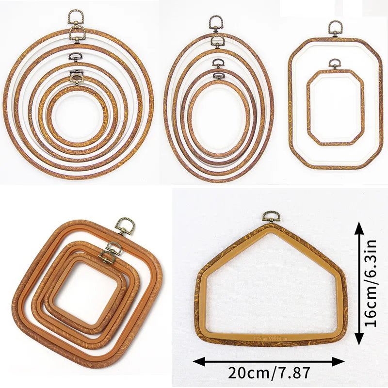 Embroidery Cross Stitch Plastic Resin Hoop 10cm 12cm 15cm 18cm 20cm 22cm 25cm Wood Grain Texture