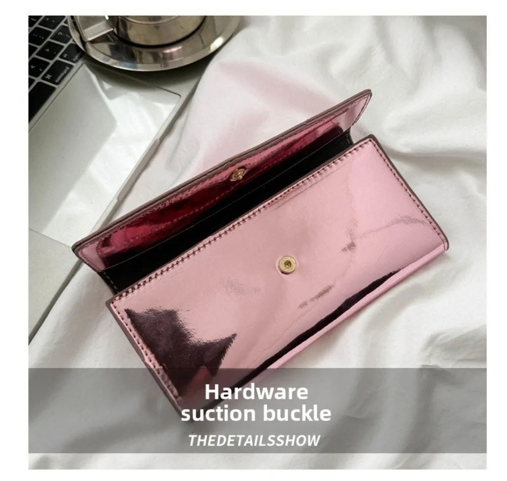 Tragbare PU-Leder Geldbörse mit langem Reißverschluss, Damen-Clutch, leichte Handgelenktasche für Frauen, orientiert auf die weibliche Bedürfnisse. – Detail 5