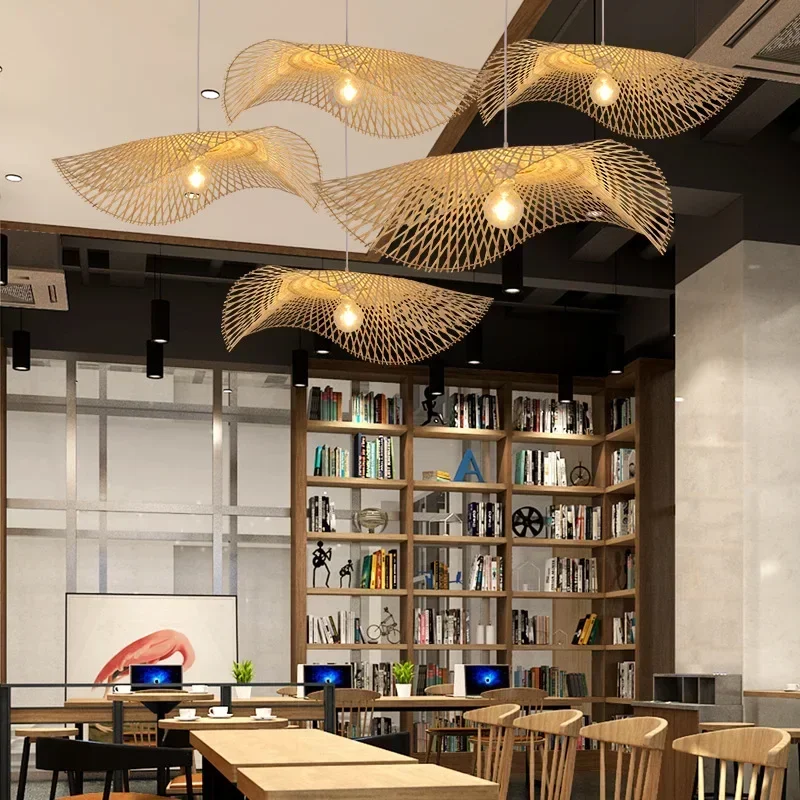 Illuminazione a sospensione in bambù intrecciato a mano per isola cucina, cavo a spina moderna lampada a sospensione in vimini a soffitto, lampadario a cesto in rattan lampada da parete per