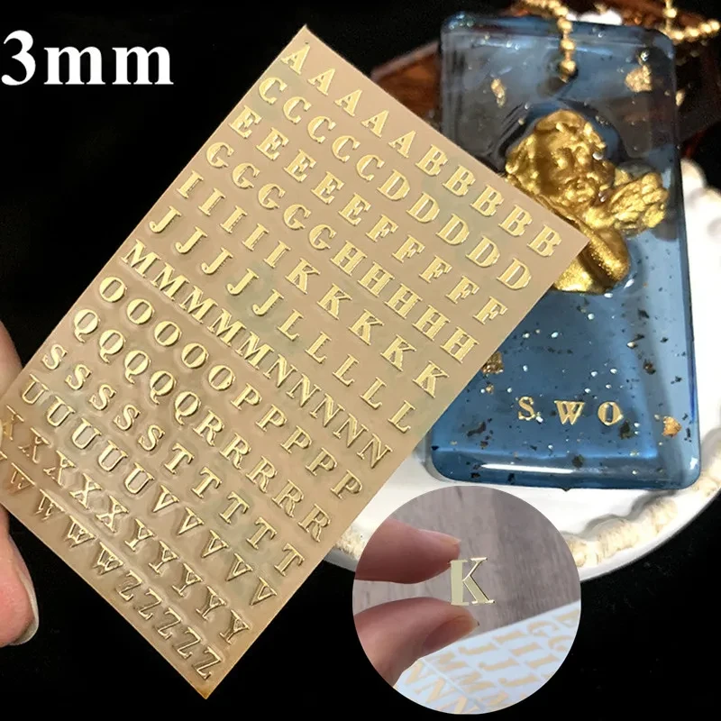 Alphabet Decor Stickers 2Pcs Metal 26 Mini Gold Silver Epoxy Resin Filler For DIY Silicone Molds Craft Making