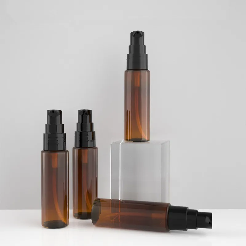 

10/24/50pcs Plastic 30ml Amber Lotion Pump Bottle 1OZ Women Cosmetic Essential Oil Bottles Small Refillable 30cc Pot