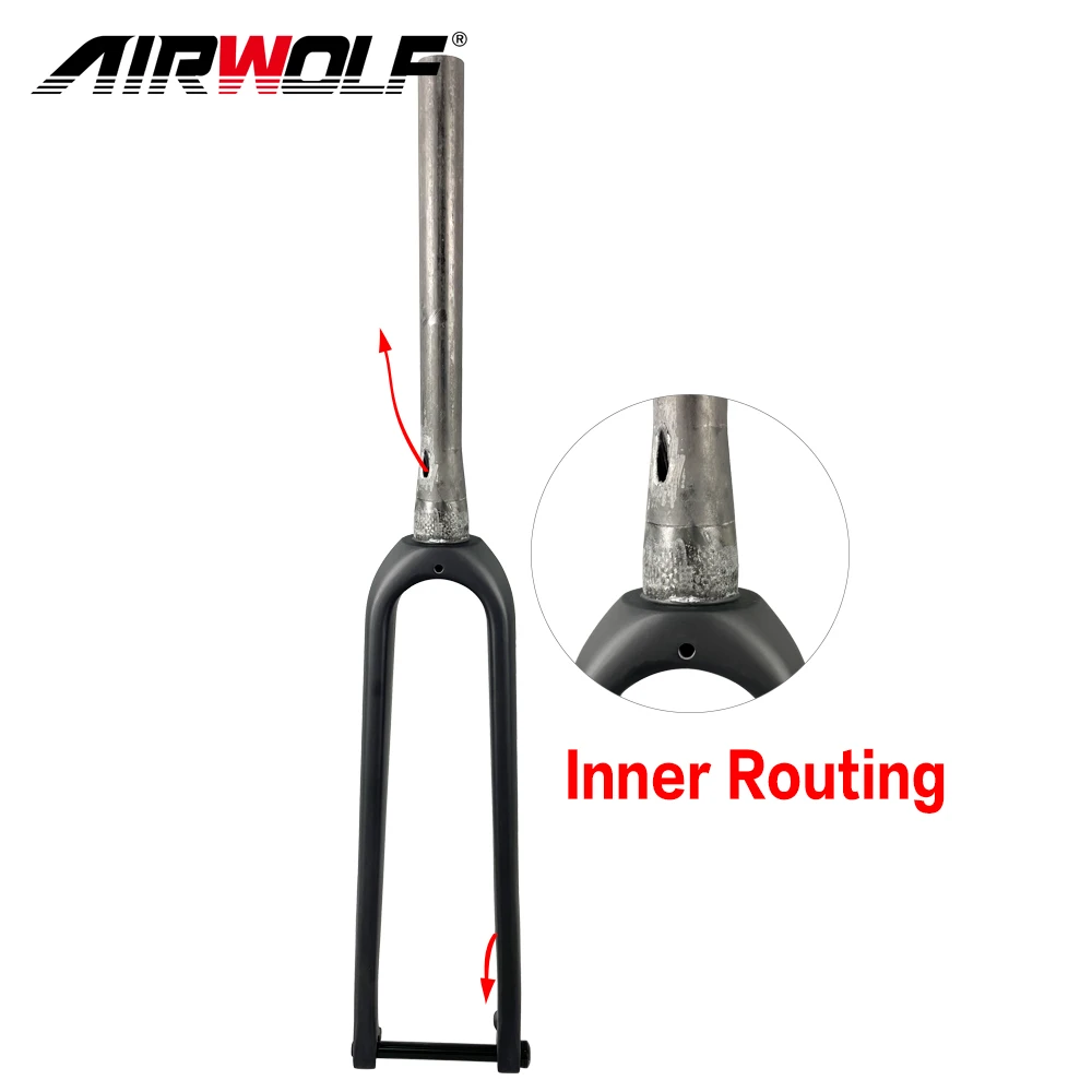 Fourche Carbone Rigide AIRWOLF Pour Vélo Route 700x32c - Frein Disque, Thru Axle, 485g, Neuve