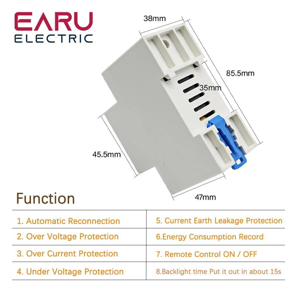 2P 63A TUYA APP WiFi Smart Circuit Earth Leakage Over Under Voltage Protector Relay Device Switch Breaker Energy Power kWh Meter power meter energy meter smart circuit breaker smart switch breaker smart switch
