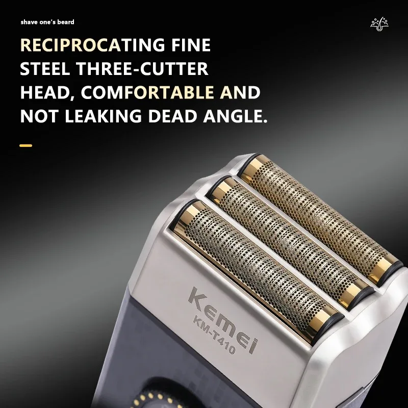 케메이 T410 포일 헤드 쉐이버 트리플 블레이드 전기면도기 헤드 트리머 남성용 방수 면도기