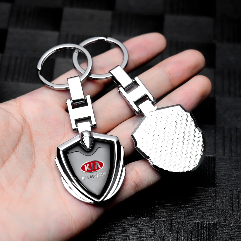 Auto Metall Schlüsselanhänger Schlüsselanhänger Leder Schlüsseletui geflochtenes Seil Schlüsselaufkleber für Kia Rio Picanto Sportage Morning Ceed Optima Seltos – Detail 6