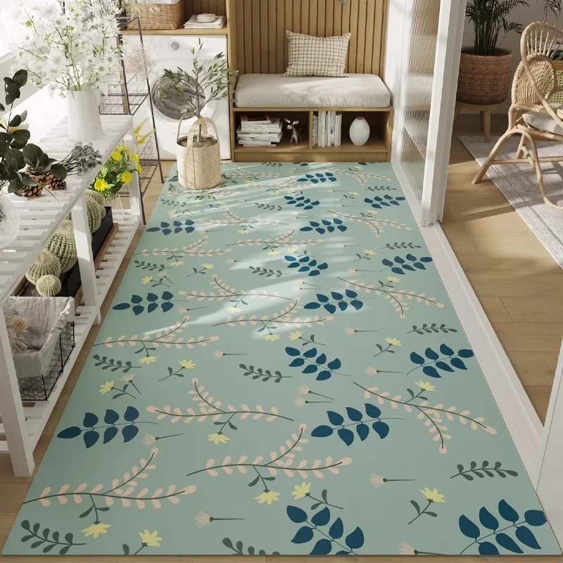 PVC Kitchen Floor Mat Modern Floral Simple Creative Waterproof Oil-resistant Bathroom Carpet Wipeable No-clean Balcony Rug Tapis