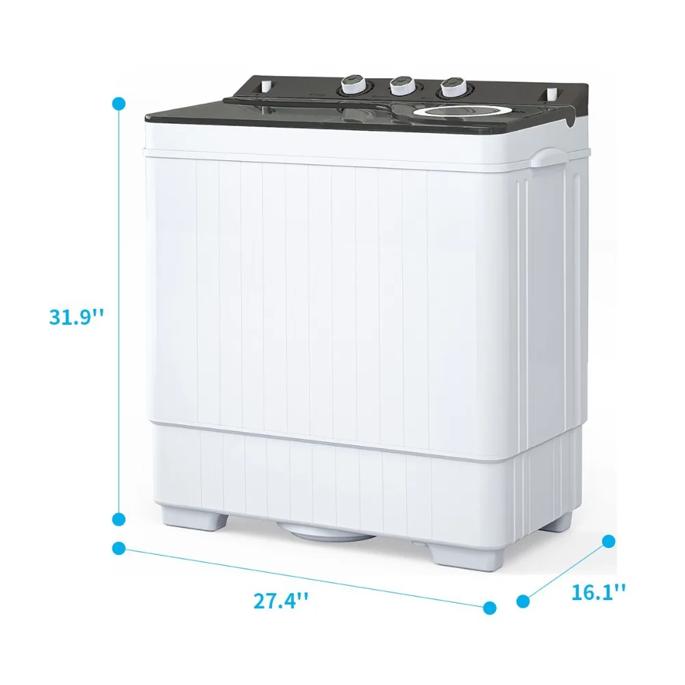 Portable Washing Machine Twin Tub with Built-in Drain Pump 26Lbs Semi-automatic Washer 2