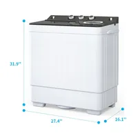 Portable Washing Machine Twin Tub with Built-in Drain Pump 26Lbs Semi-automatic Washer 2