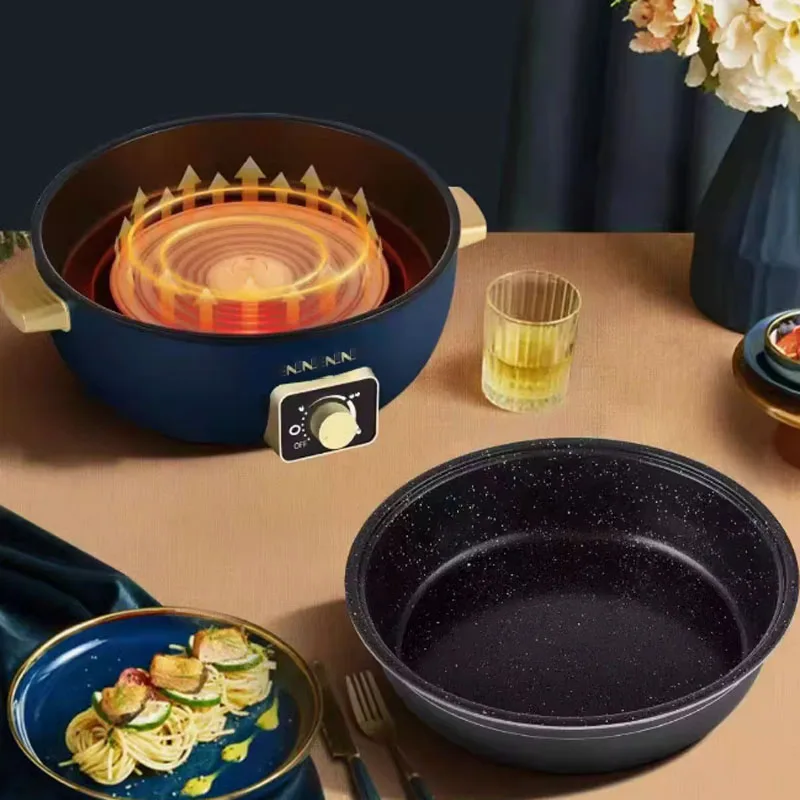 Electric hotpot pot household multifunctional mandarin duck split type large capacity electric stir fry pot electric frying pan 5