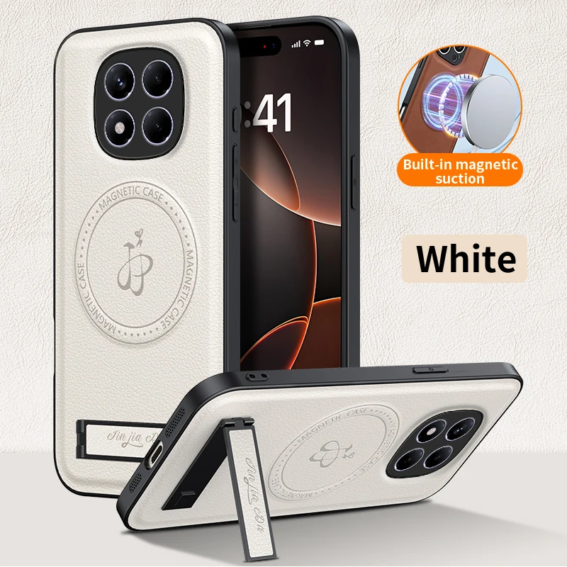 Premium PU Leather Magnetic Stand Case with Full Camera Protection - Shockproof Cover