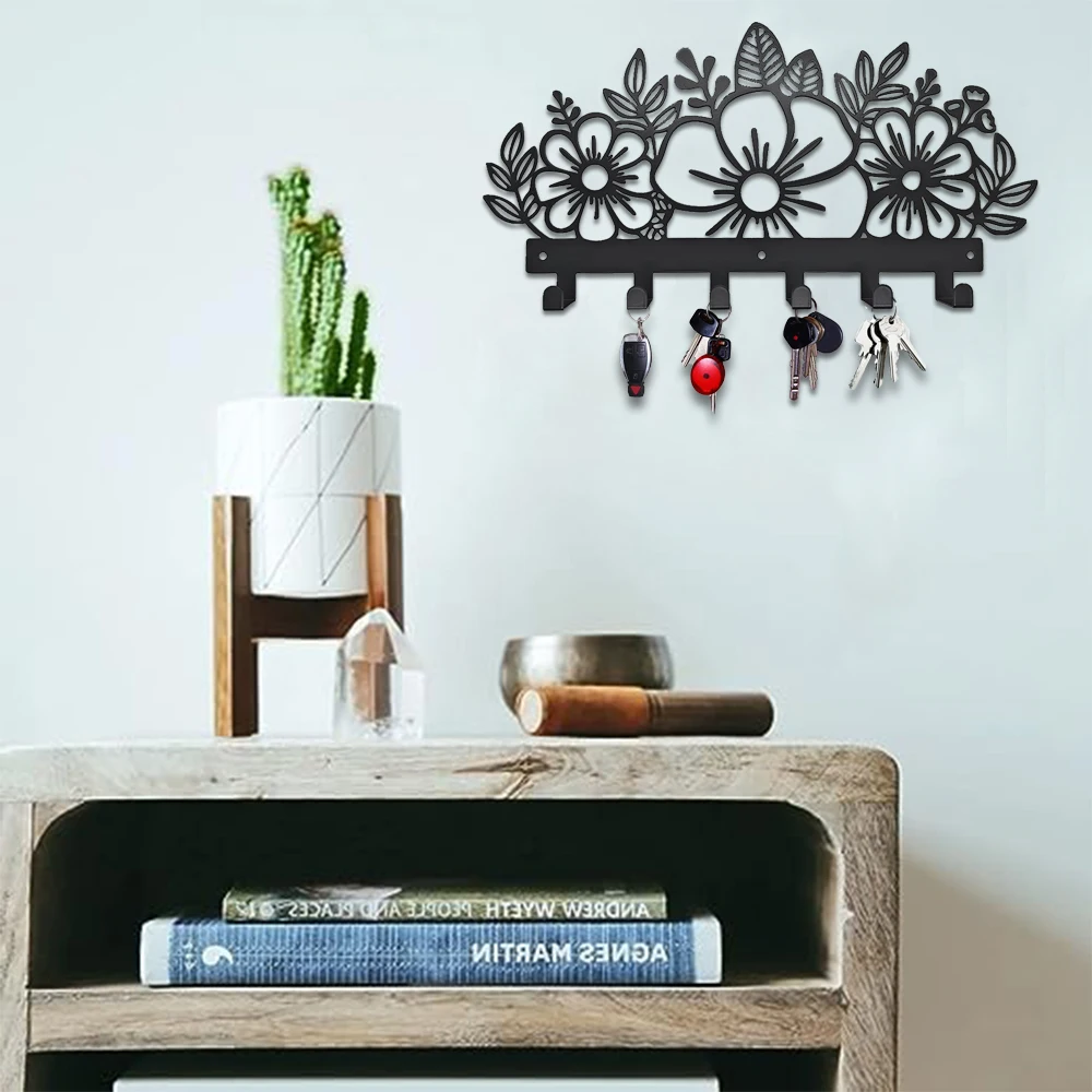Flowers Wall mounted coat rack Coat Racks, Metal Wall Art for