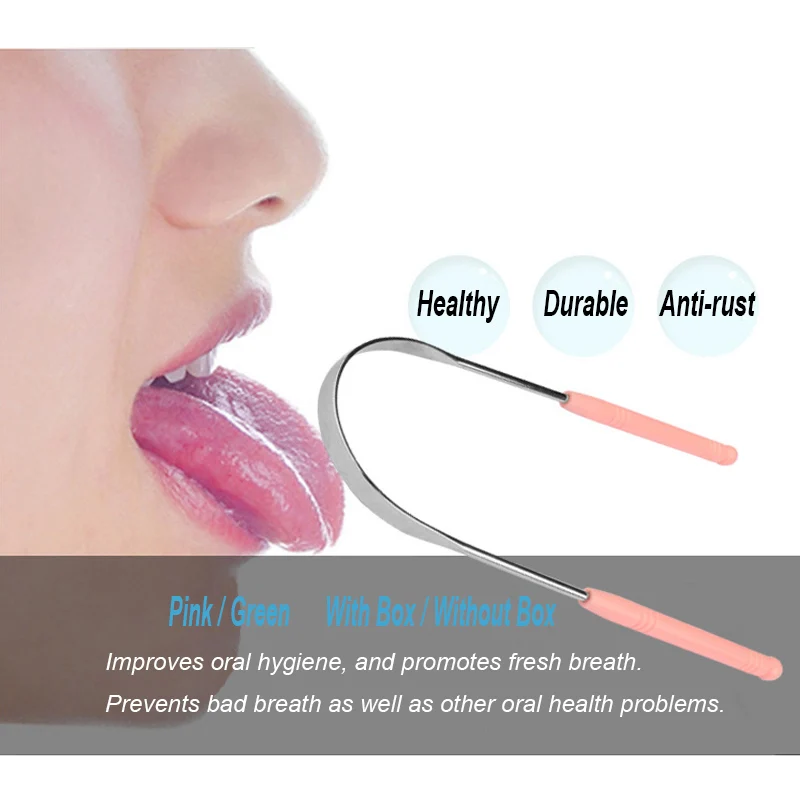 

5Pcs Stainless Steel Tongue Scraper With Box Tongue Coated Cleaning Brush Keep Fresh Breath Toothbrush Oral Hygiene Care Cleaner