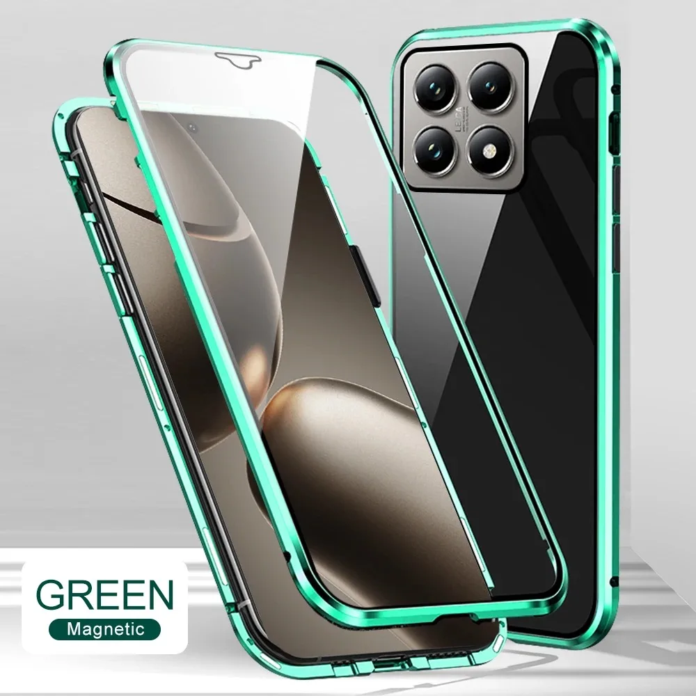 360 Double Sided Magnetic Adsorption Metal Bumper Glass Phone Case
