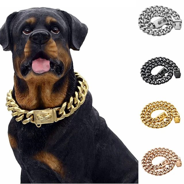 Pet Necklace for Dog Luxury Full Diamond Iced out Cuban Link Chain Collar  Gold Color Metal Cuban Chain Pet Jewelry Accessories - AliExpress