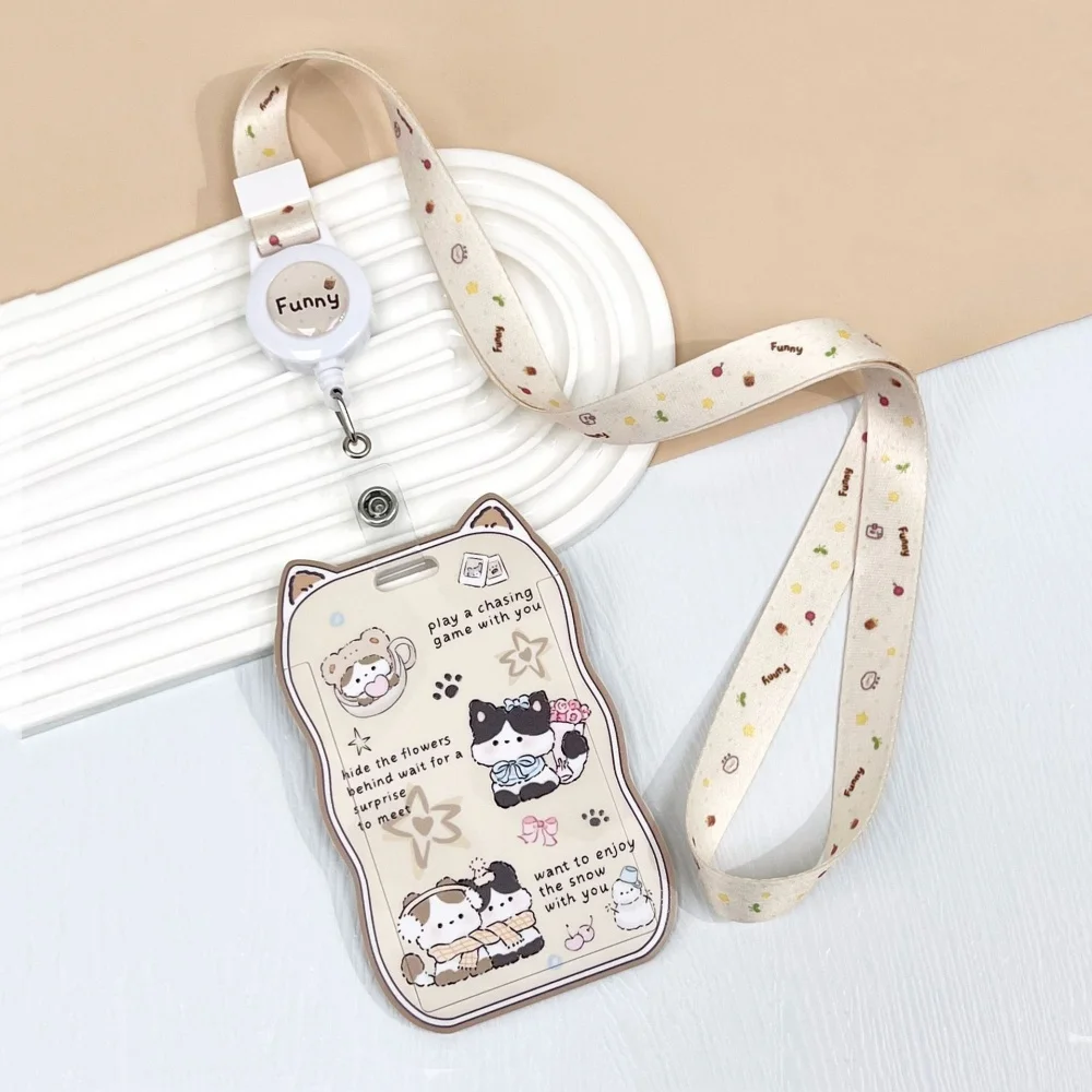 Cartoon Cat Ear Card Holder Acrylic Kpop Idol Photocard Holder Keychain Photo Sleeves Student Bank Bus ID Card Case Sleeve