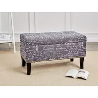 Endora Rectangular Fabric Storage Ottoman with Script-Style Pattern - Storm Grey 2