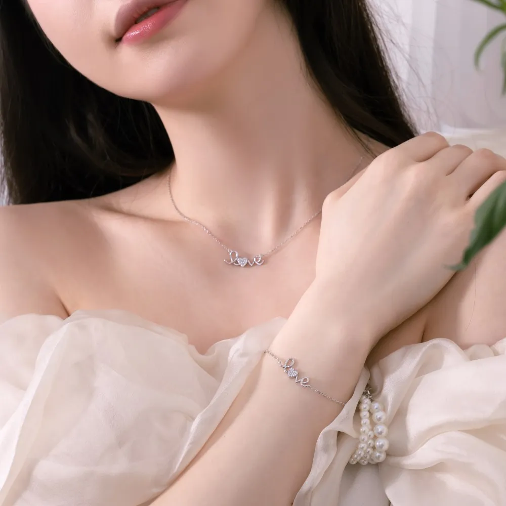 XUYUANFEN Cross Border S925 Sterling Silver Bracelet Women's Instagram Style Small and Popular Design Letter Zircon Handicraft