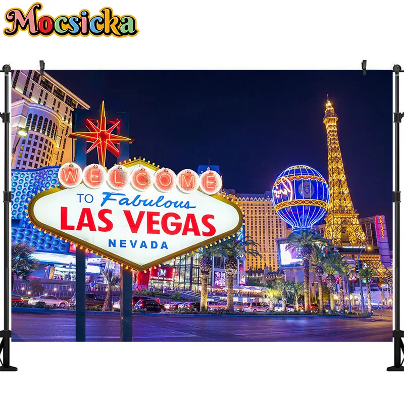 Sfondo Fotografico MEHOFOND Las Vegas 2.1x1.5 M – Tela In Poliestere Con Scritta Benvenuto E Poker Vintage, Per Feste A Tema Casino E Decorazioni