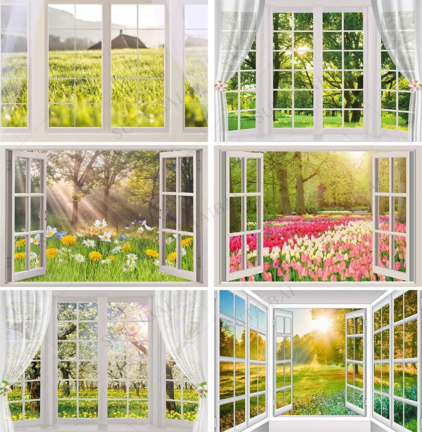 

Spring Scenery Background of Photography Flower Decorate Room Supplies Nature Scene Sunshine Family Portrait Photographic Studio