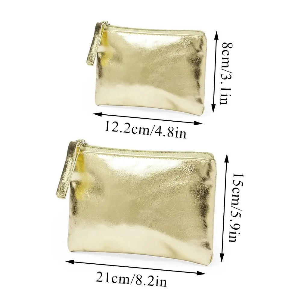 Cosmetic Bag Bright PU Coin Purse Korean Style Solid Color Zipper Coin Purse Earphone Pouch Coin Purse Small Item Bag Travel