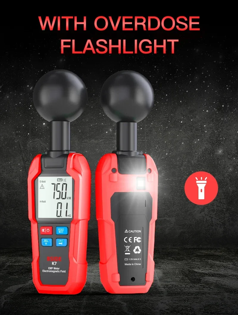 Advanced EMF Meter & Electromagnetic Radiation Signal Detector with Auto Measurement and WiFi 5G Search Capability