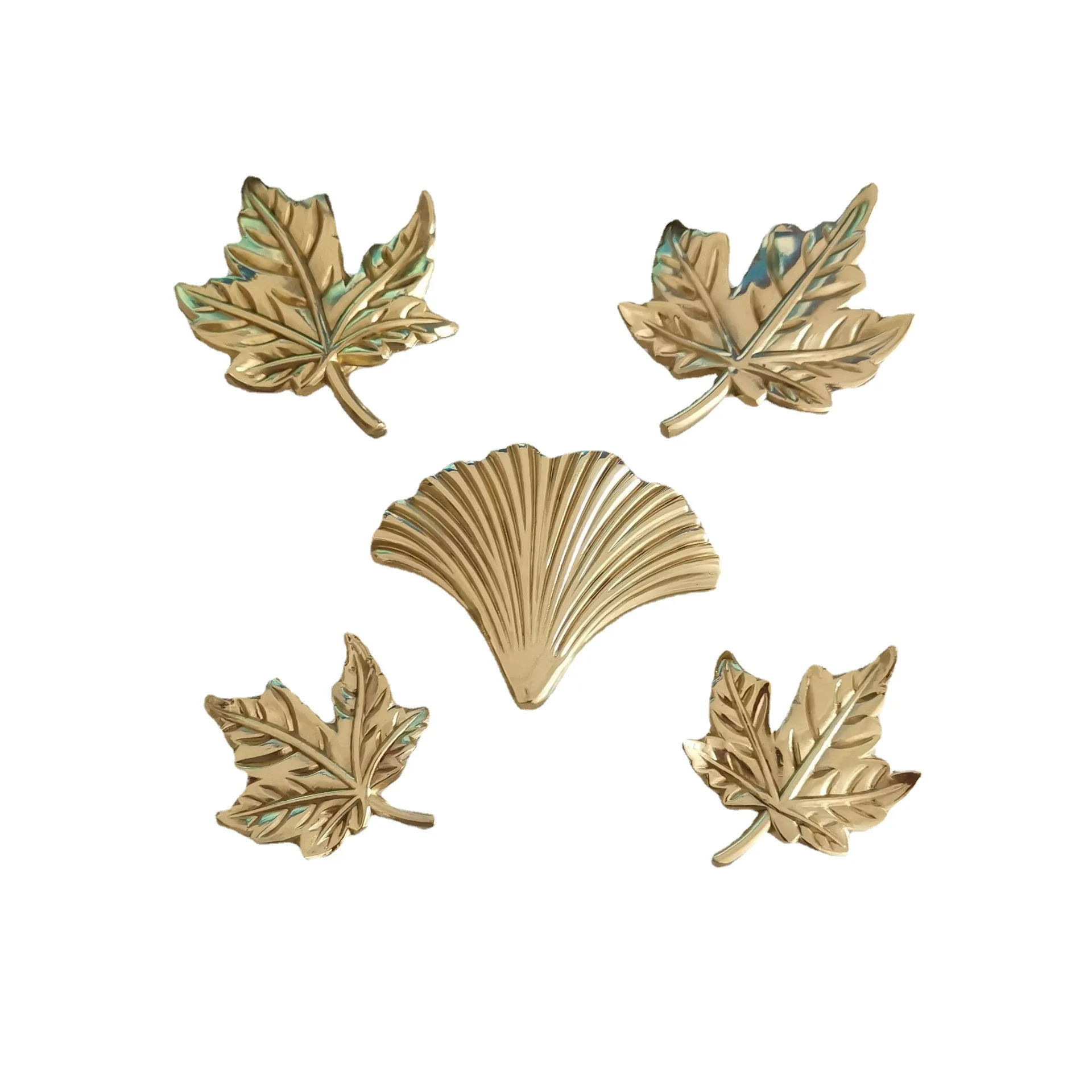 Латунный кленовый лист Ginkgo ящик дверь шкафа гардероба дверные ручки и для мебели