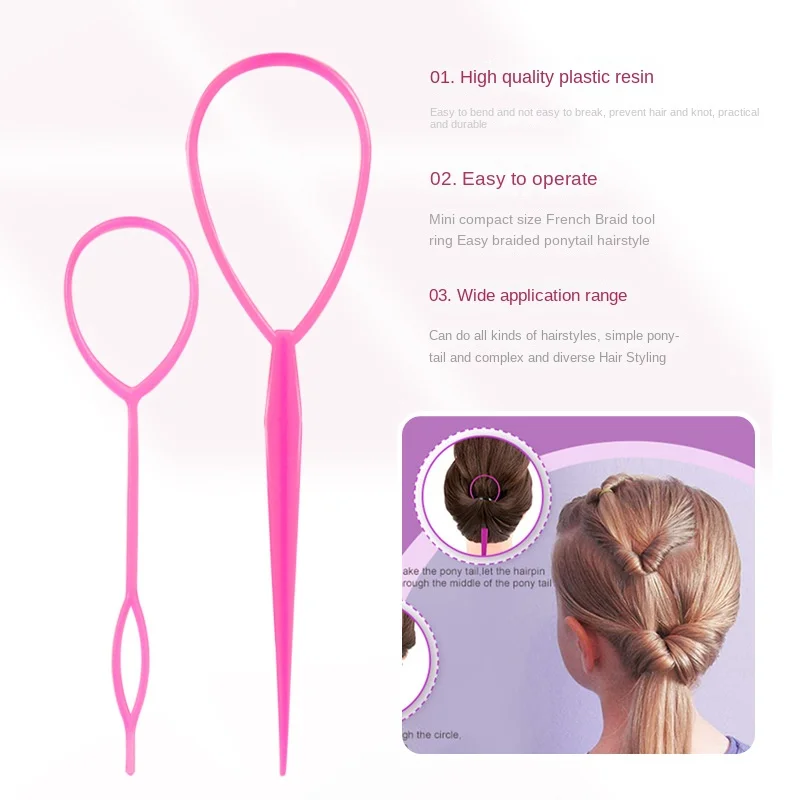 4pcs/set Plastic Pull Hair Needle Dish Hair Tools DIY Hair Styling  Accessories Sets Ponytail Maker 