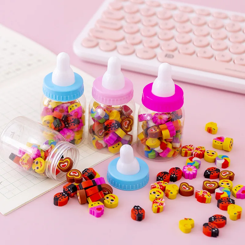 4 Bottles Mini Cartoon Animal Fruit Erasers Students Stationery ...