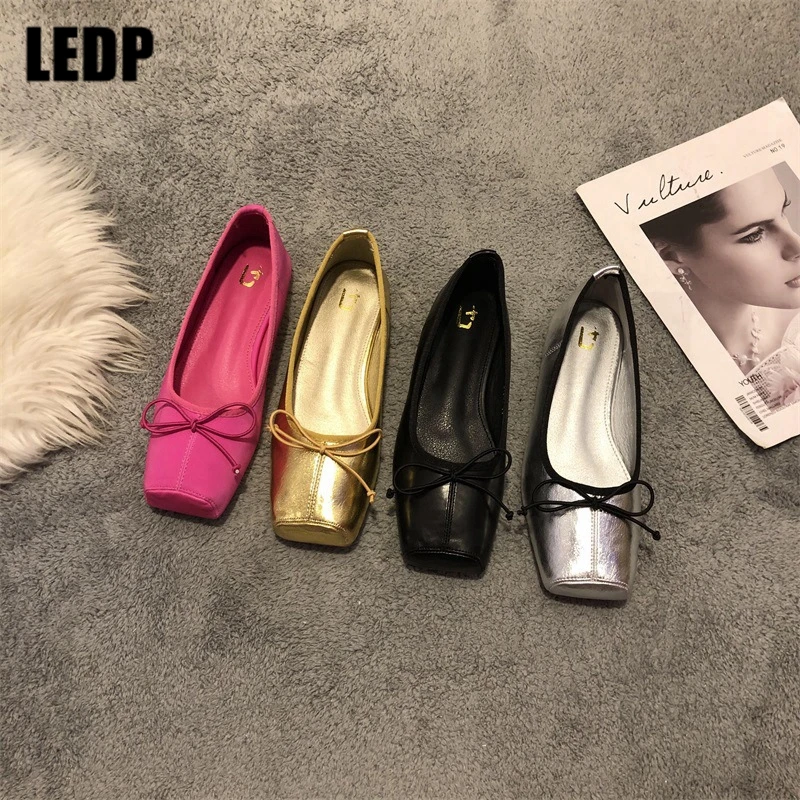 

Designer Square Toe Ballet Flats 2023 Women New Spring Autumn Female Dress Slip On Bowtie Single Shoes Ladies Mary Jane Daily