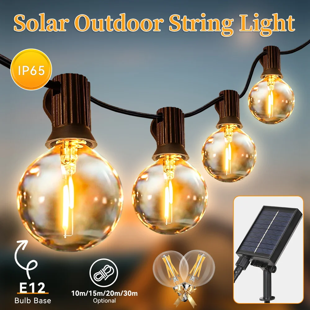Outdoor Solar Light String Balcony With Warm Light Bulb Remote Control 7/10/15 Meters Multiple Specifications Garden Lamp String