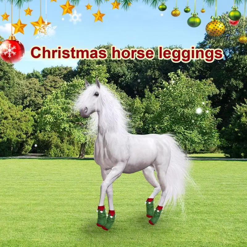 Horse Standing Leg Wraps Horse Leg Wraps Set Of 4 Warmers For Cold Weather Plush Cold Weather Christmas New Year