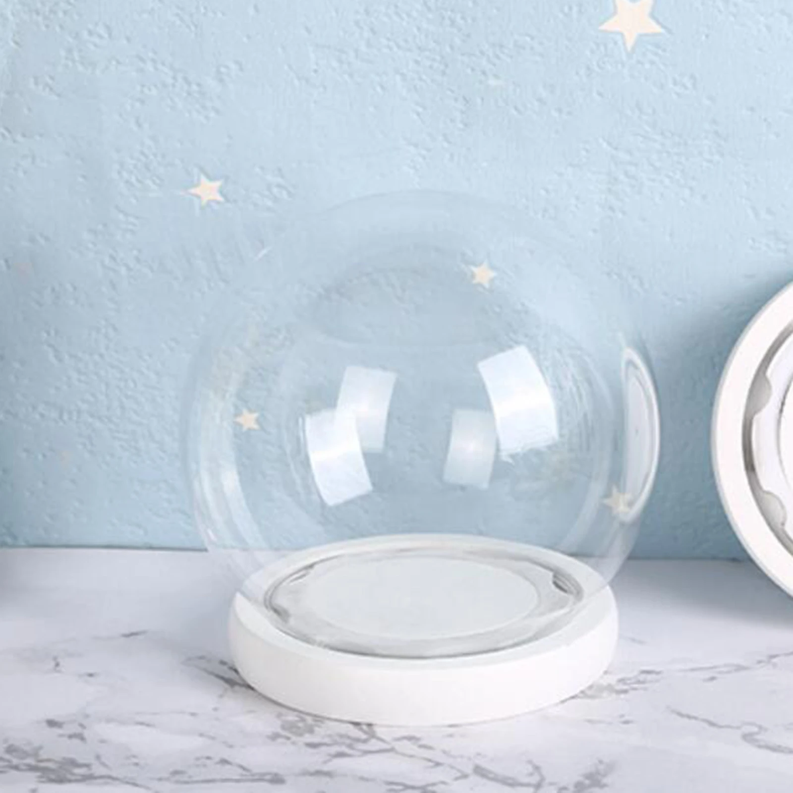 Mini Glass Dome Container with Base for Flower Small Plant Decor Round Jar Display