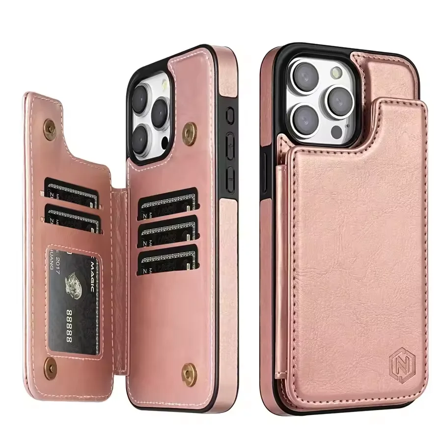 Premium RFID Blocking Magnetic PU Leather Wallet Phone Case - Anti-Theft Protection