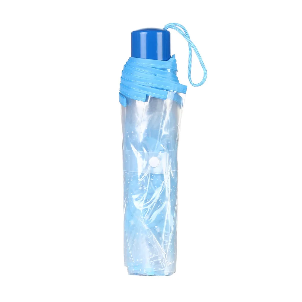 Anti-UV Sun/Rain Umbrella 3Fold Transparent Clear Cherry Blossom