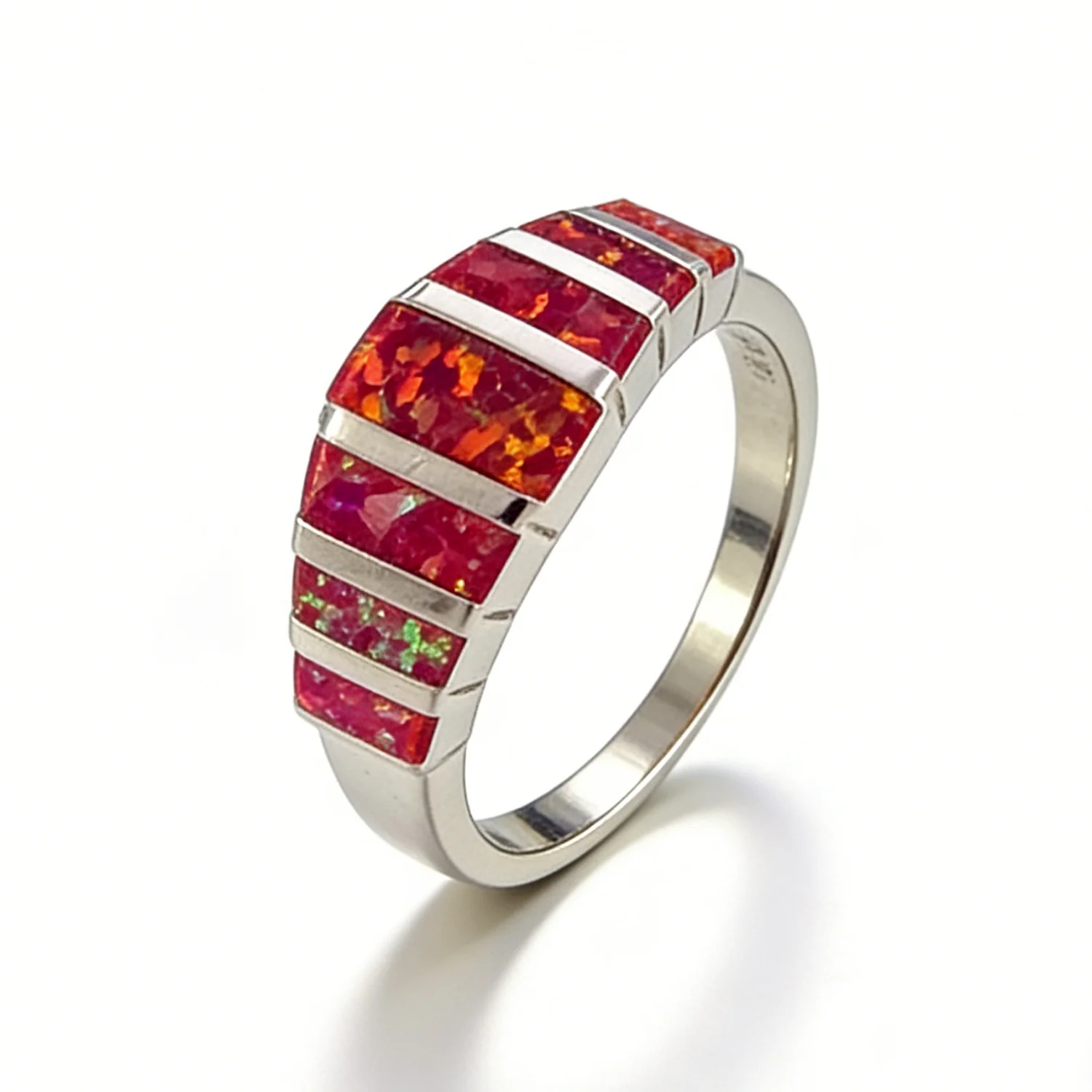 Geschenk zum Jahrestag und Valentinstag, bunter Feueropal, Modeschmuck, Opalringe für Damen, Modeschmuck, Abendparty-Schmuck – Detail 12