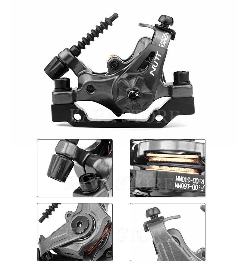 NUTT DA6S Mountain Bike Dual Piston Drive Disc Brake Caliper 160mm Rotor Mechanical Line Pull Disc Brake Scooter Bicycle Parts