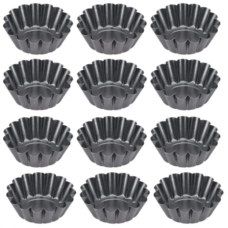 

12Pcs/Set Non-Stick Cake Pan Mold Pizza Cake Muffin Mold Egg Tart With Ruffled Edge,Bakeware Pie Tins For Toaster Oven