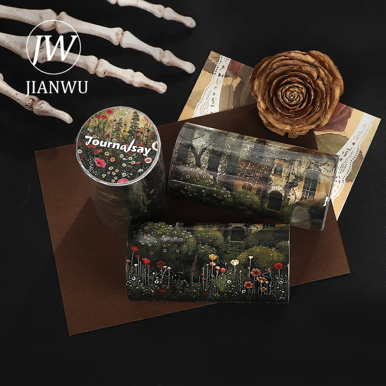 JIANWU 80mm * 183cm 빈티지 캐릭터 꽃 풍경 소재 콜라주 스크랩북킹 와시 테이프 크리 에이 티브 DIY 저널 문구