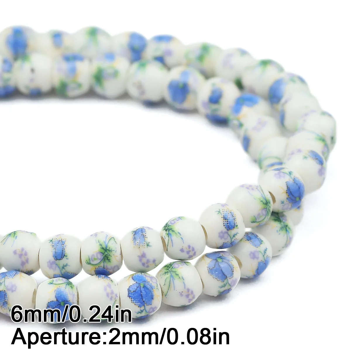 20pcs Multicolor Floral Oblate Ceramic Spacer Beads